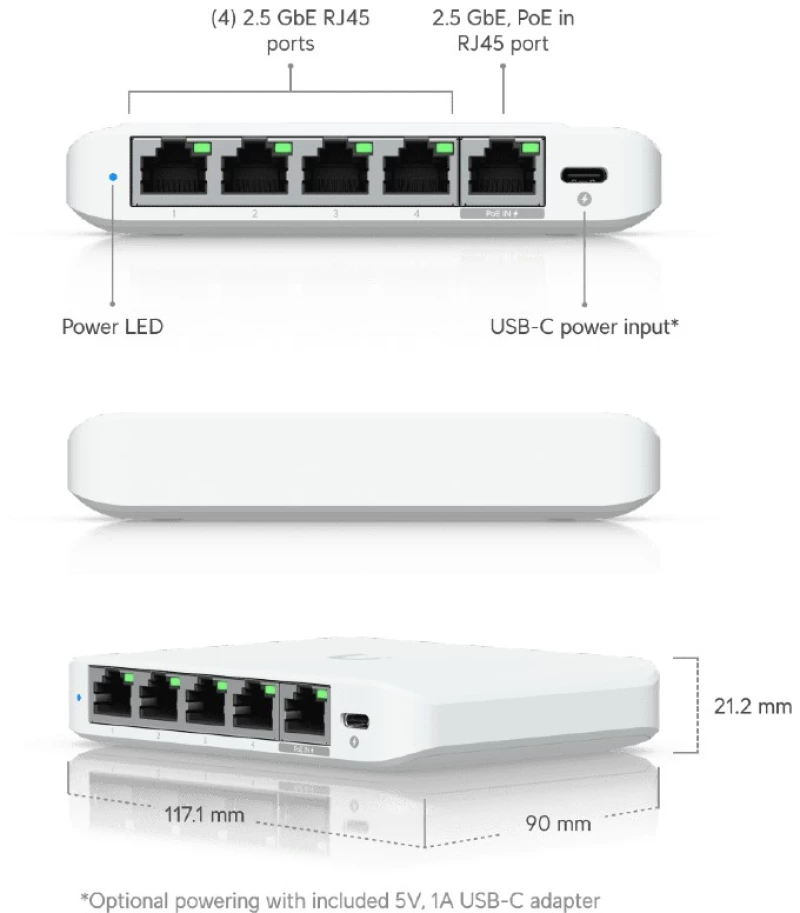 Ubiquiti USW-Flex-2.5G-5 , Flex Mini 2.5G UniFi Switch