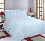 ΚΟΥΒΕΡΛΙ σετ (220cm x 240cm +2x50cm x 70cm) PON-PON sky blue/ grey - -