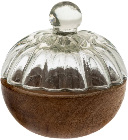 ΓΥΑΛΙΝΟ ΜΠΩΛ ΜΕ ΚΑΠΑΚΙ ΣΕ ΚΑΦΕ ΞΥΛΙΝΗ ΒΑΣΗ 12Χ12Χ12ΕΚ