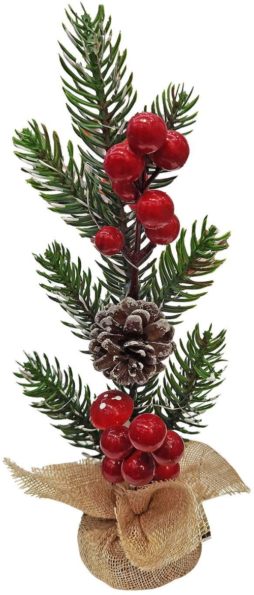 Πουγκί λινάτσα με κλωνάρι γκι μεσαίο 26cm Xmasfest 1133719