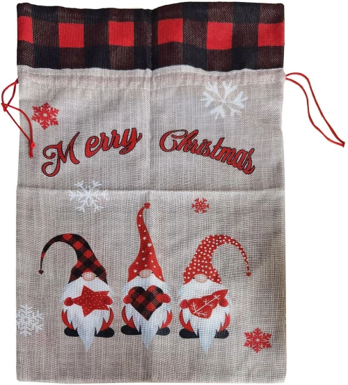 Σάκος Χριστουγέννων λινάτσα καρό 56x37cm Xmasfest 1133623 1 τεμάχιο