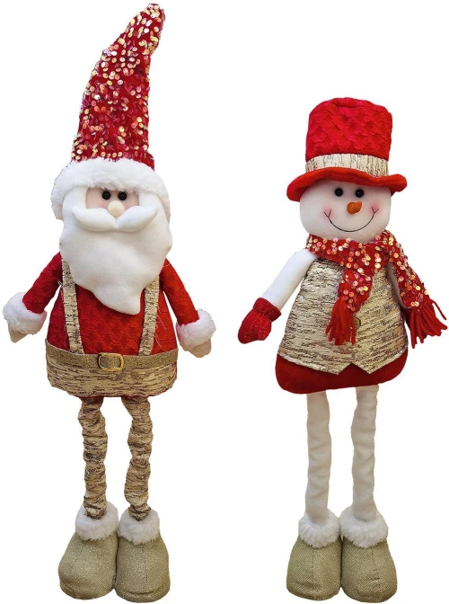 Φιγούρα Xmas τηλεσκοπικά πόδια χρυσά ρούχα 60cm Xmasfest 1133712 1 τεμάχιο τυχαίο χρώμα σχέδιο επιλογή