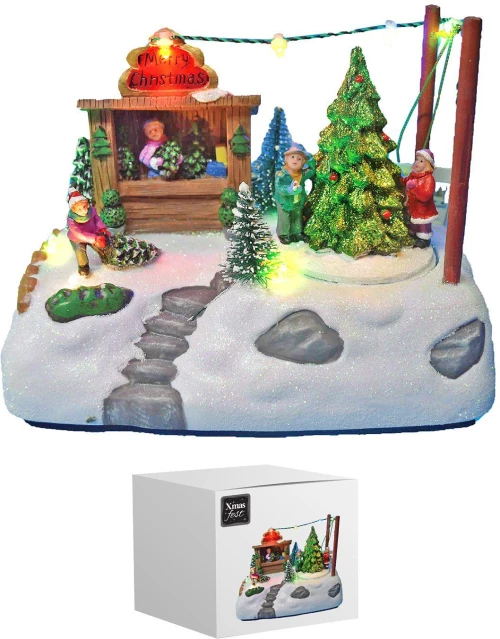 Χωριό xmas με κιόσκι &amp δέντρα 18x12x11cm Xmasfest 1133481