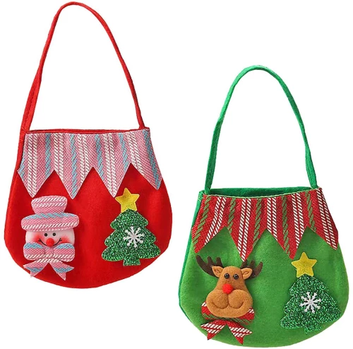 Τσαντάκι τσόχινο πουγκί Xmas φιγούρες 15x15cm Xmasfest 1133628 1τμχ τυχαίο-χρώμα-σχέδιο-επιλογή