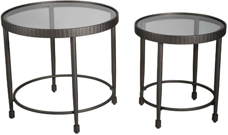 Liberta GRANAZ SIDE TABLE SET 2ΤΕΜ ΜΑΥΡΟ ΜΑΥΡΟ 65x65xH60cm 65x65xH60cm 04-1103