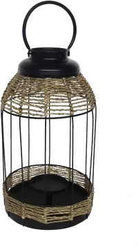 Artekko Lantern Διακοσμητικό Φανάρι Μέταλλο Ρατάν Μαύρο (24x24x43)cm Artekko 86675