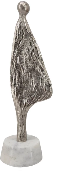 Artekko Figurine Διακοσμητικό Επιτραπέζιο Γλυπτό με Φιγούρα Μέταλλο Μάρμαρο Ασημί (8.9x7.6x27.9)cm Artekko 86847-DS