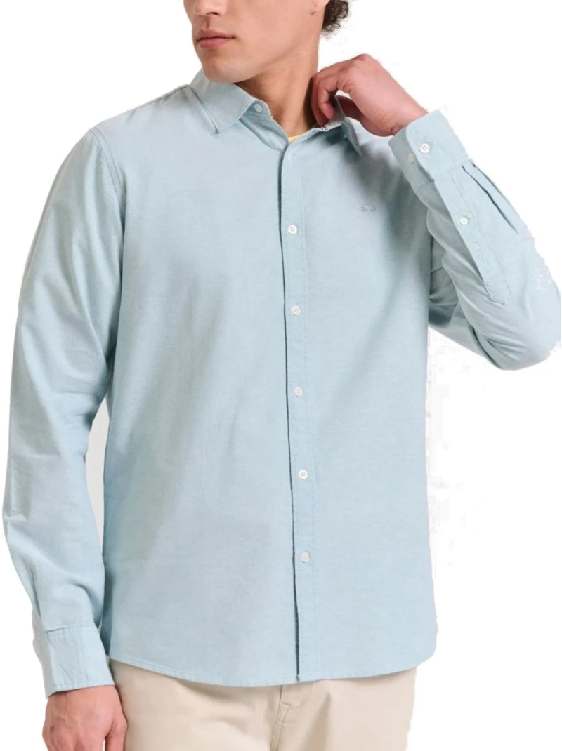 FUNKY BUDDHA Ανδρικό oxford πουκάμισο FBM011-009-05  LT GREEN MEL