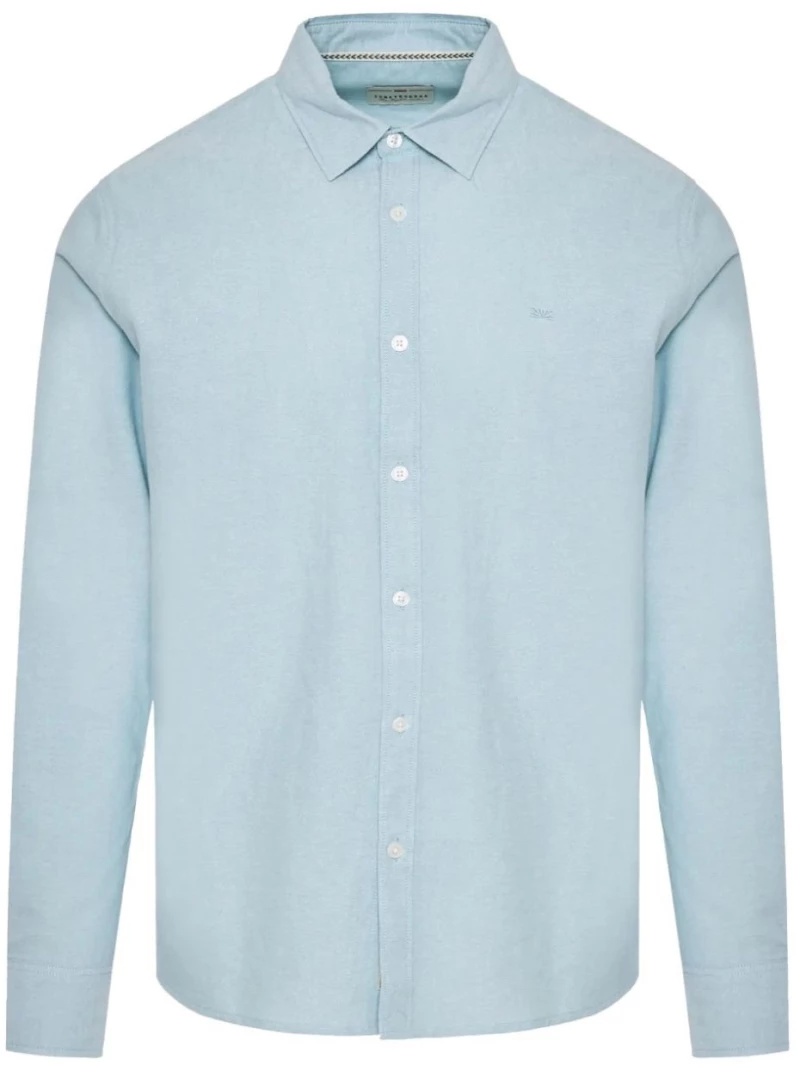 FUNKY BUDDHA Ανδρικό oxford πουκάμισο FBM011-009-05  LT GREEN MEL