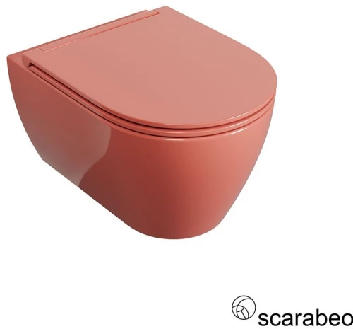 Scarabeo Glam Λεκάνη Κρεμαστή Rimless με σύστημα πλύσης Twist & κάλυμμα αποσπώμενο Slim Soft Close Peach Glossy