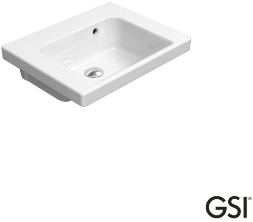 GSI Norm Κρεμαστός / Ένθετος Νιπτήρας Πορσελάνης Χωρίς Οπή Μπαταρίας 50x40εκ White