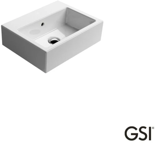 GSI Kube Κρεμαστός / Ένθετος Νιπτήρας Πορσελάνης Χωρίς Οπή Μπαταρίας 45 x 35εκ White