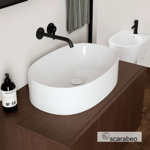 Scarabeo Skinny Επικαθήμενος Νιπτήρας Πορσελάνης 50x40εκ White