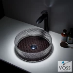 Voss Ring-D Επικαθήμενος Νιπτήρας Γυάλινος Ø40 GLass Black