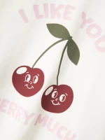 Μπλούζα μακρυμάνικη κορίτσι "I like you cherry much" εκρού