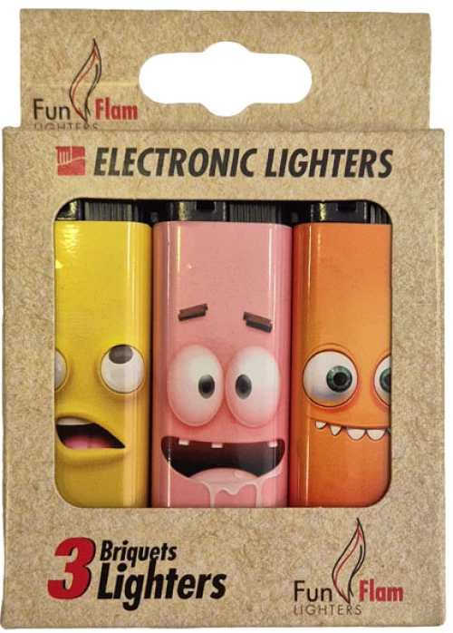 FunFlam Αναπτήρες Ηλεκτρονικοί - Faces 3τεμ.