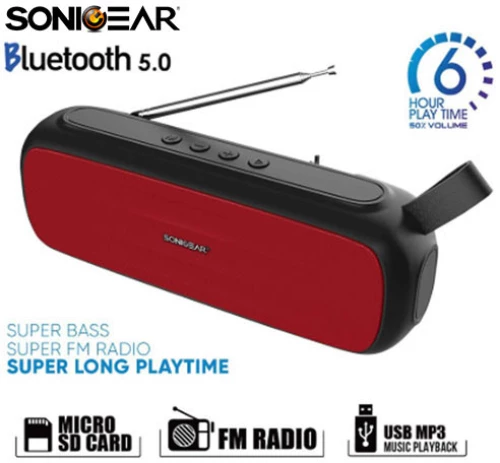 SONIC GEAR BLUETOOTH 5.0 SUPER BASS FM RADIO B.RED (offer)