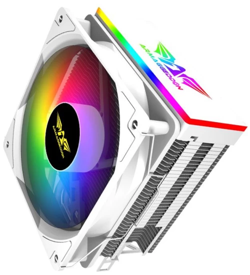 ARMAGGEDDON ARGB SILENT 12CM CPU COOLING FAN 4 HEAT PIPES WHITE