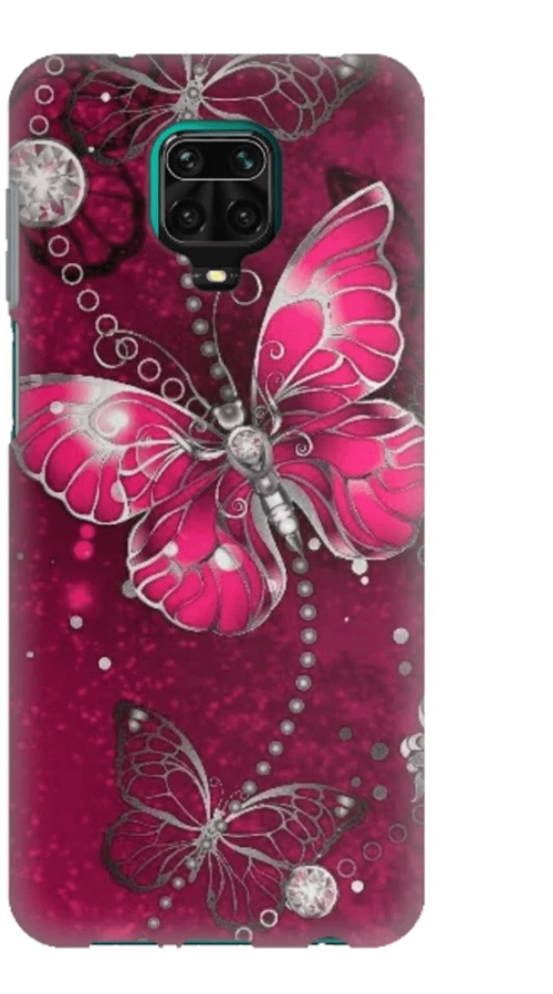 Butterfly Silicone case Θήκη για Xiaomi Redmi Note 9s / 9 Pro / 9 Pro Max fuchsia