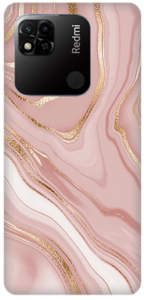 Marble Silicone case Θήκη για Xiaomi Redmi 10A Light Pink-Gold