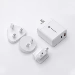 FORCELL 45W travel charger 3in1 Type C + USB A PD QC4. 0 3A 45W with replaceable plugs (EU / UK / US)