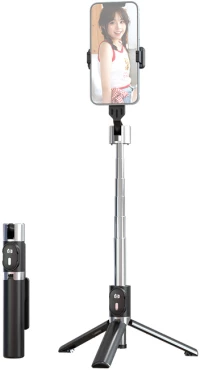USAMS selfie stick ZB324 με τρίποδο, έως 110cm, Bluetooth, μαύρο