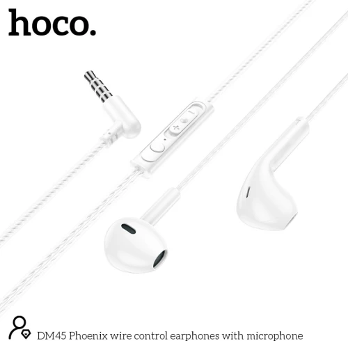 Hands Free Hoco DM45 Phoenix Earphones Stereo 3.5mm με Μικρόφωνο και Πλήκτρο Λειτουργίας 1.2m Λευκά