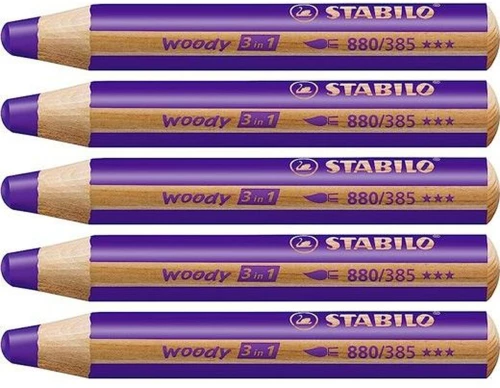 Χρωματιστά μολύβια Stabilo Woody Βιολετί 3-σε-1 (5 Μονάδες)