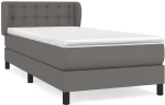 vidaXL Κρεβάτι Boxspring με Στρώμα Γκρι 90x190 εκ. από Συνθετικό Δέρμα