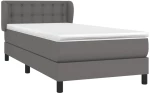 vidaXL Κρεβάτι Boxspring με Στρώμα Γκρι 90x190 εκ. από Συνθετικό Δέρμα