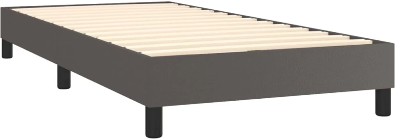 vidaXL Κρεβάτι Boxspring με Στρώμα Γκρι 90x190 εκ. από Συνθετικό Δέρμα