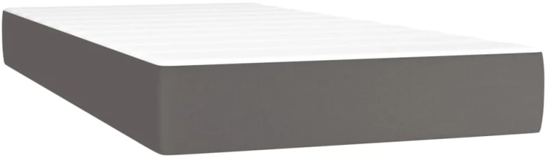 vidaXL Κρεβάτι Boxspring με Στρώμα Γκρι 90x190 εκ. από Συνθετικό Δέρμα