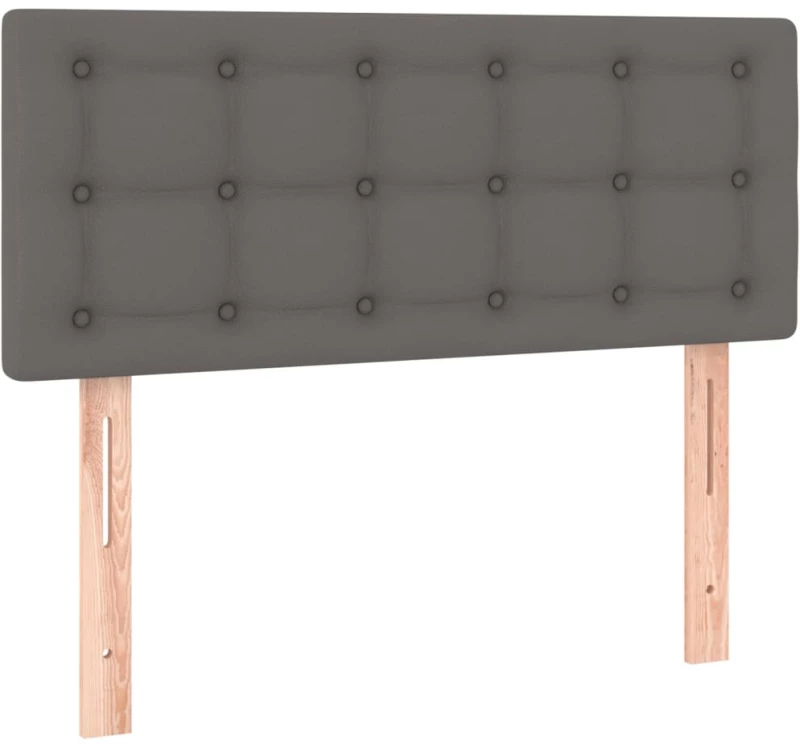 vidaXL Κρεβάτι Boxspring με Στρώμα Γκρι 90x190 εκ. από Συνθετικό Δέρμα