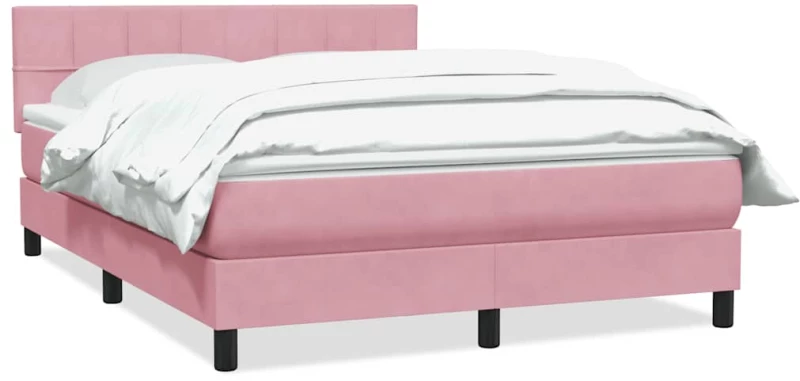 vidaXL Κρεβάτι Boxspring με Στρώμα Ροζ 160x210 εκ. Βελούδινο