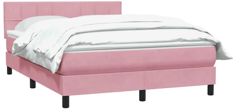 vidaXL Κρεβάτι Boxspring με Στρώμα Ροζ 160x210 εκ. Βελούδινο