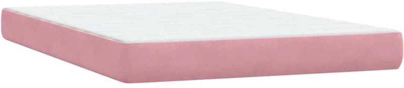 vidaXL Κρεβάτι Boxspring με Στρώμα Ροζ 160x210 εκ. Βελούδινο