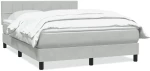 vidaXL Κρεβάτι Boxspring με Στρώμα Ανοιχτό Γκρι 160x220 εκ. Βελούδινο
