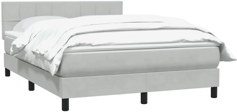 vidaXL Κρεβάτι Boxspring με Στρώμα Ανοιχτό Γκρι 160x220 εκ. Βελούδινο