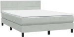 vidaXL Κρεβάτι Boxspring με Στρώμα Ανοιχτό Γκρι 160x220 εκ. Βελούδινο