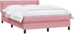 vidaXL Box Spring κρεβάτι με στρώμα ροζ 160x220 cm Βελούδινο
