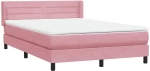 vidaXL Box Spring κρεβάτι με στρώμα ροζ 160x220 cm Βελούδινο