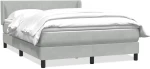 vidaXL Κρεβάτι Boxspring με Στρώμα Ανοιχτό Γκρι 160x220 εκ. Βελούδινο