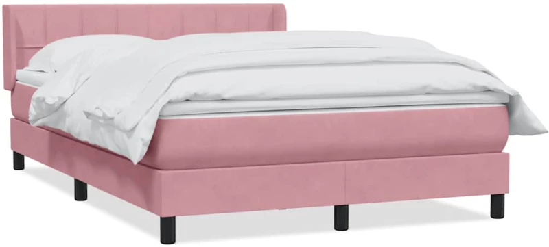 vidaXL Κρεβάτι Boxspring με Στρώμα Ροζ 160x210 εκ. Βελούδινο