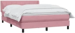 vidaXL Κρεβάτι Boxspring με Στρώμα Ροζ 160x210 εκ. Βελούδινο
