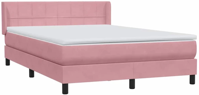 vidaXL Κρεβάτι Boxspring με Στρώμα Ροζ 160x210 εκ. Βελούδινο
