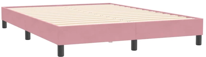 vidaXL Κρεβάτι Boxspring με Στρώμα Ροζ 160x210 εκ. Βελούδινο