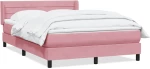 vidaXL Κρεβάτι Boxspring με Στρώμα Ροζ 160x210 εκ. Βελούδινο