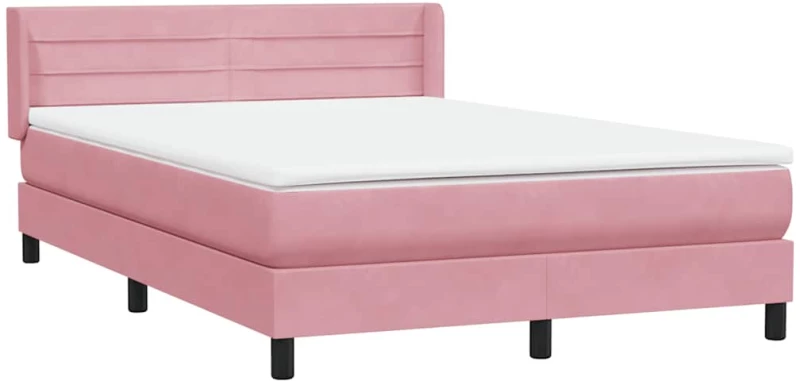 vidaXL Κρεβάτι Boxspring με Στρώμα Ροζ 160x210 εκ. Βελούδινο