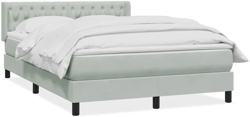 vidaXL Κρεβάτι Boxspring με Στρώμα Ανοιχτό Γκρι 160x220 εκ. Βελούδινο