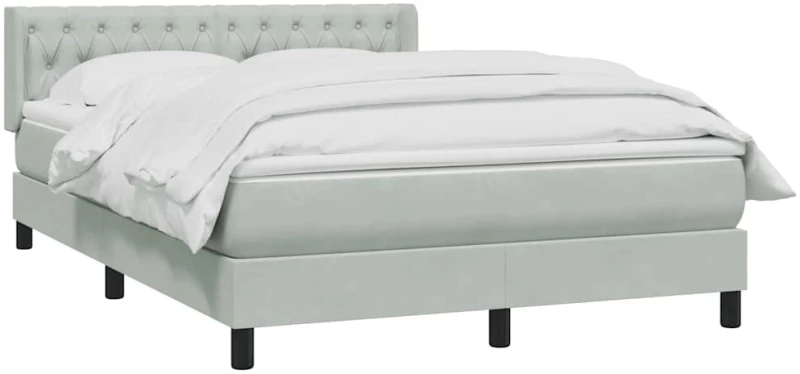 vidaXL Κρεβάτι Boxspring με Στρώμα Ανοιχτό Γκρι 160x220 εκ. Βελούδινο